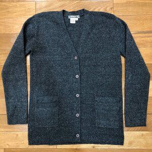 Winter Silks Silk Blend Button Front Gray Tweed Cardigan Size S